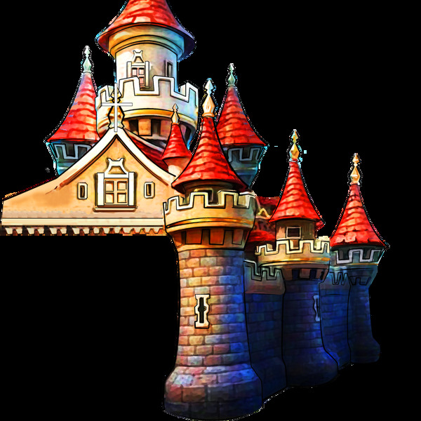 精美卡通欧式城堡图案元素