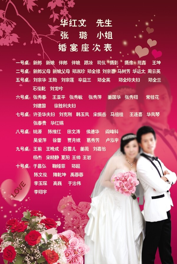 婚禮座次表圖片
