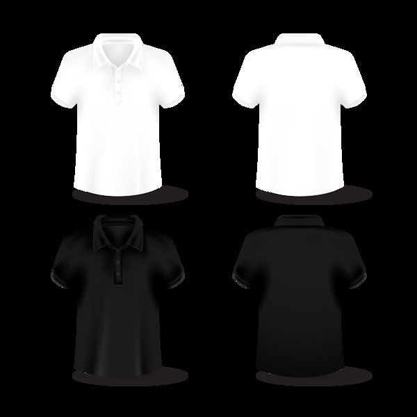 黑白T恤衫模板免抠png透明图层素材