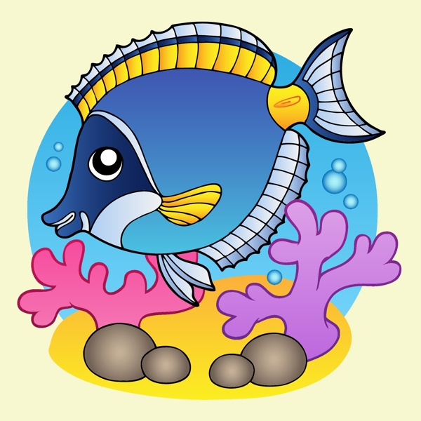 印花矢量圖卡通動物魚色彩免費素材