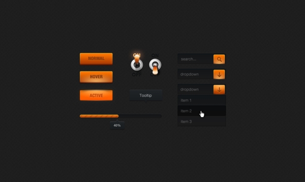 鲜橙黑WebUI工具包PSD