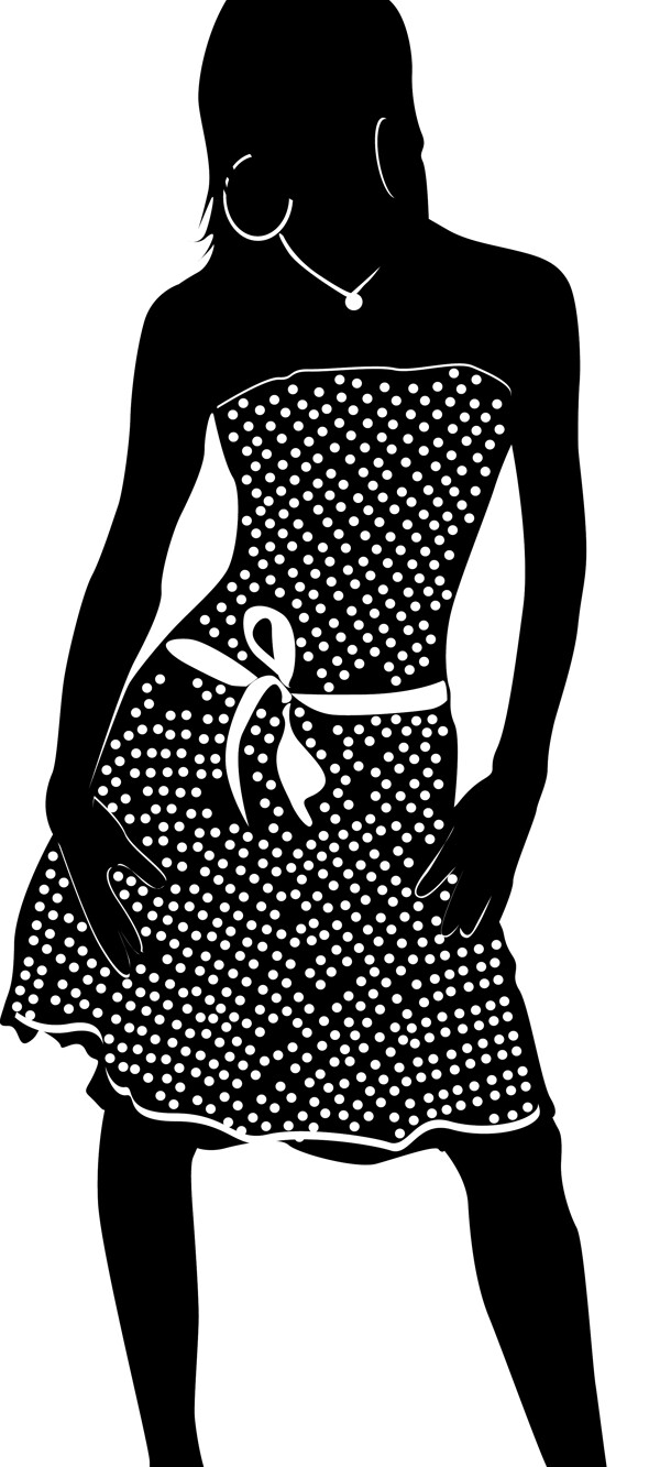 印花矢量圖人物女人色彩黑白色免費素材