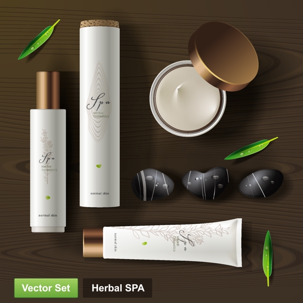 矢量素材天然草藥化妝品SPA用品