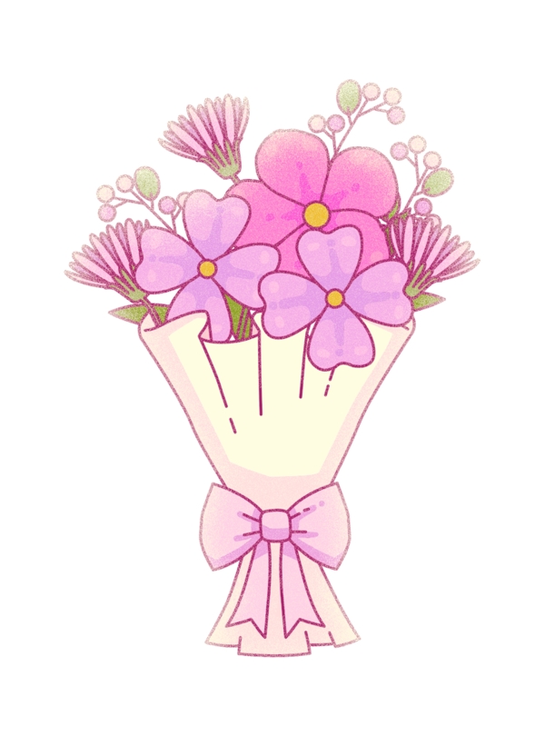 杂色可爱卡通花朵花卉花束彩色设计元素图案