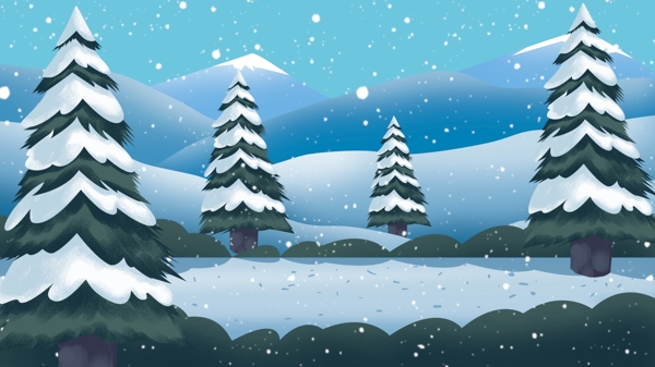 蓝色卡通风圣诞树背景