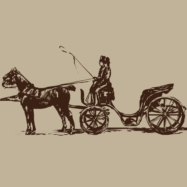 印花矢量圖復(fù)古風(fēng)格交通工具馬車(chē)免費(fèi)素材