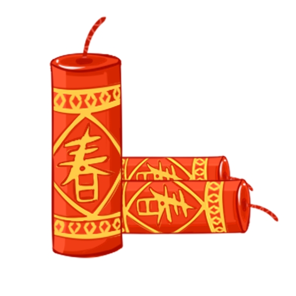 鞭炮新年手繪卡通可商用元素