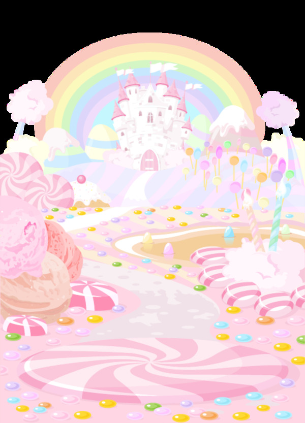 唯美粉色童话乐园图案元素