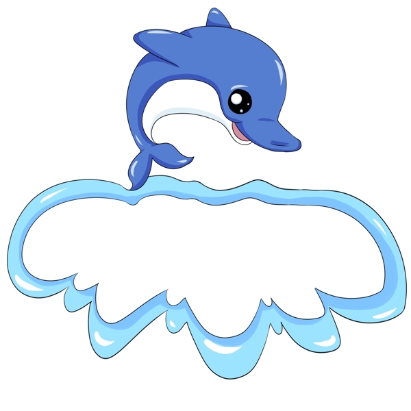 可爱小海豚边框插画