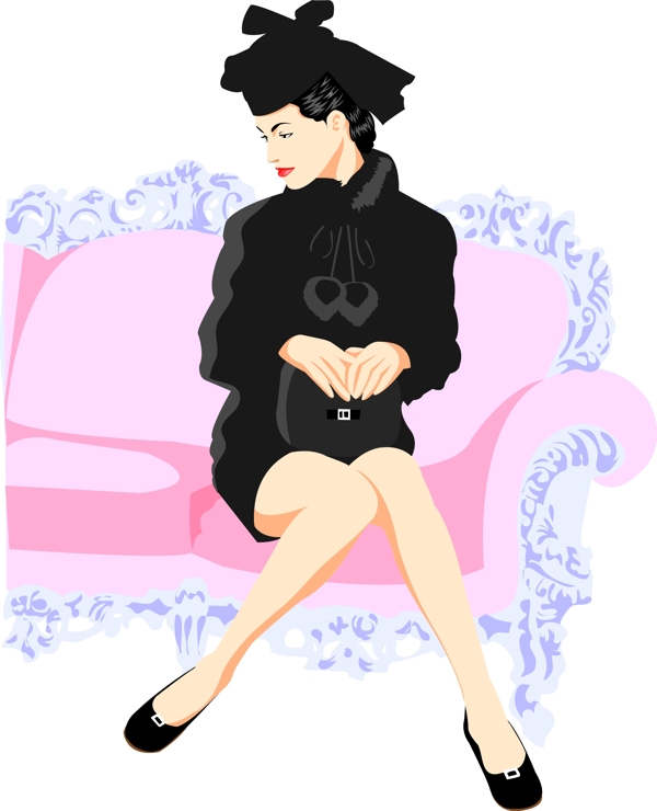 插畫時尚美女百態(tài)美女圖片