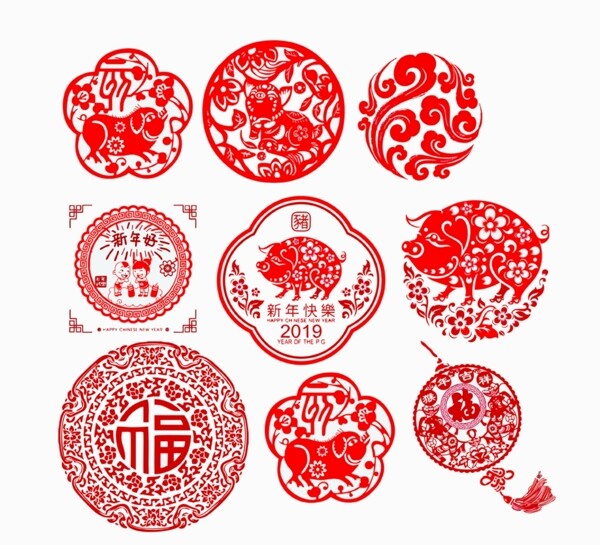 剪紙金豬