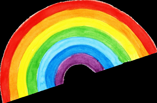 手绘儿童绘画的彩虹png透明素材