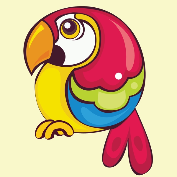 印花矢量图卡通动物鸟类鹦鹉色彩免费素材