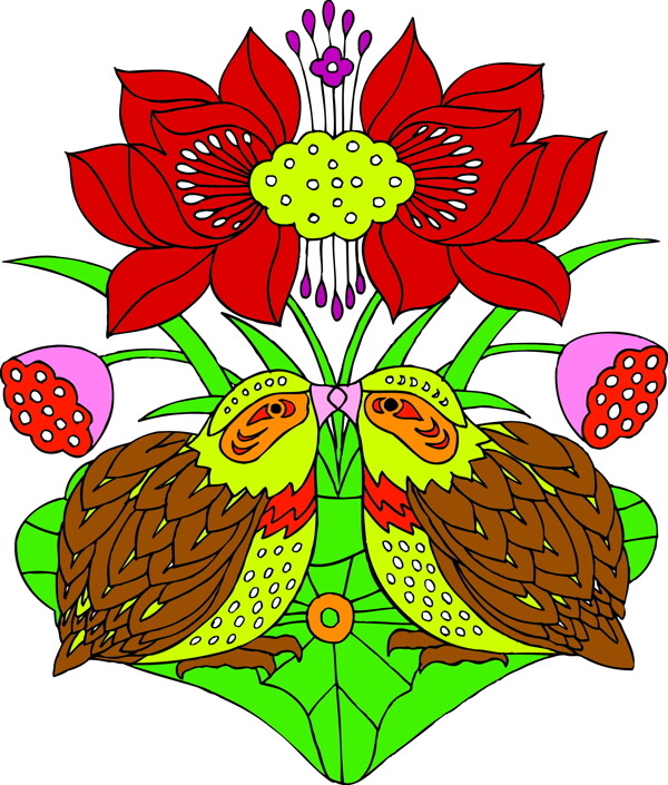 鳥(niǎo)獸吉祥插圖裝飾