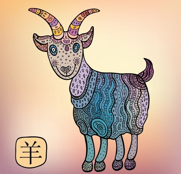 民俗文化花纹动物十二生肖羊