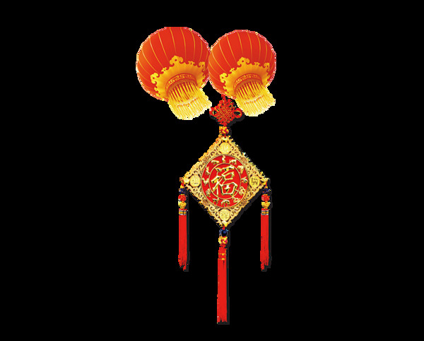 紅色燈籠福字png元素