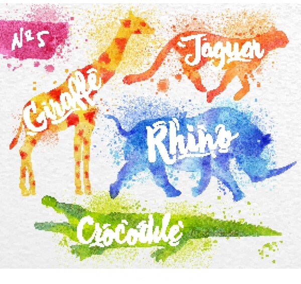 长颈鹿卡通水彩动物矢量素材