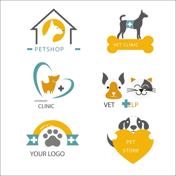 兽医标志和宠物店