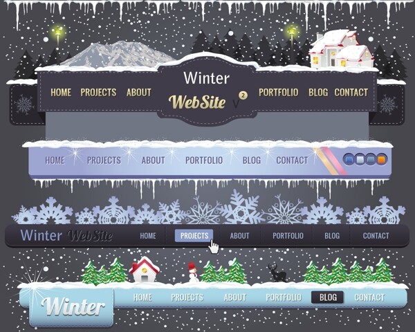 雪邊框欄冬天網(wǎng)頁(yè)