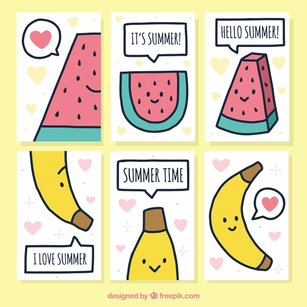 夏天西瓜香蕉插圖卡片