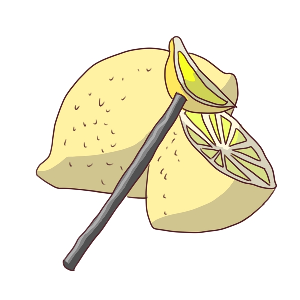水果柠檬笔的插画