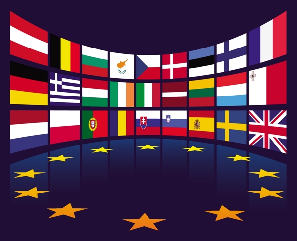 欧盟国家的旗帜矢量素材