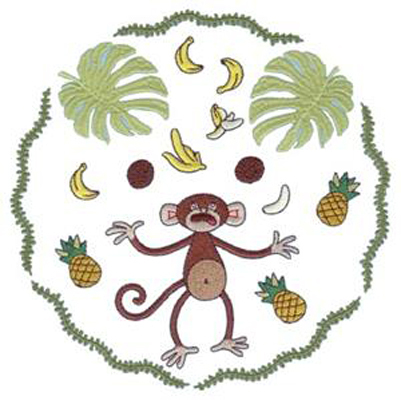 绣花动物猴子植物水果免费素材