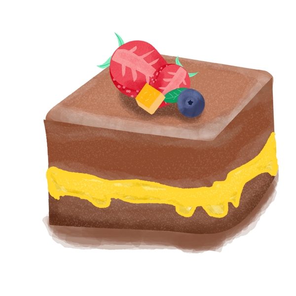 一块美味的巧克力蛋糕卡通设计