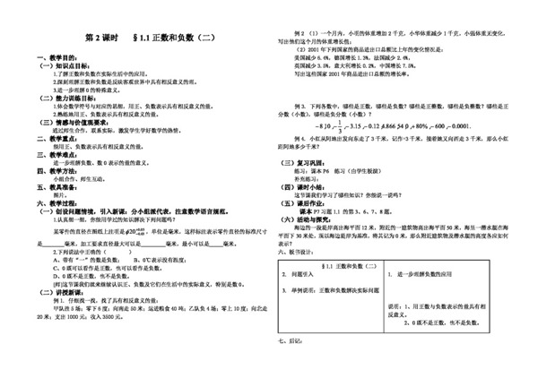數(shù)學(xué)七年級(jí)上正數(shù)與負(fù)數(shù)