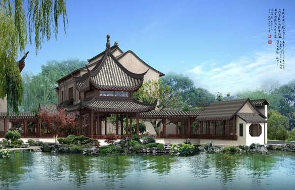古建景觀效果圖圖片