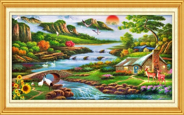 中堂油畫風(fēng)景