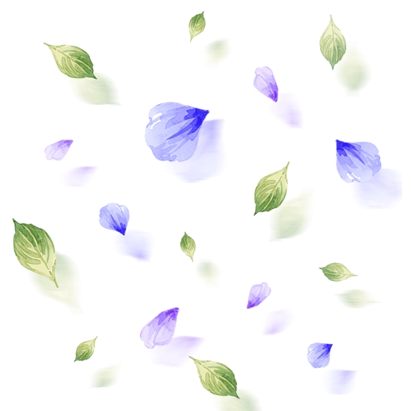 水彩手绘漂浮花瓣树叶元素