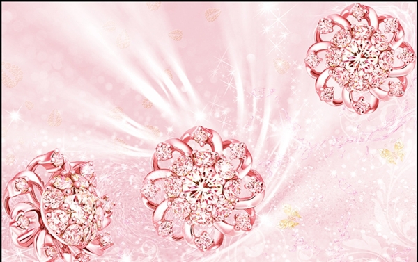 鉆石花朵浪漫唯美電視背景墻