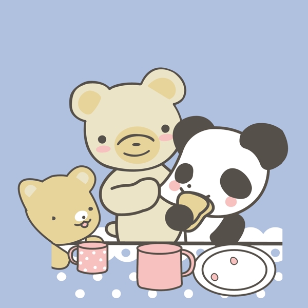 印花矢量图可爱卡通动物熊熊猫免费素材