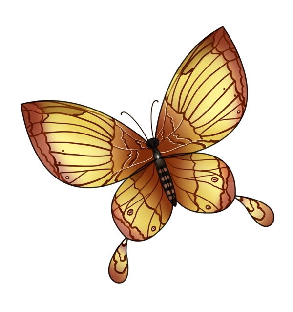 黄色的蝴蝶装饰插画