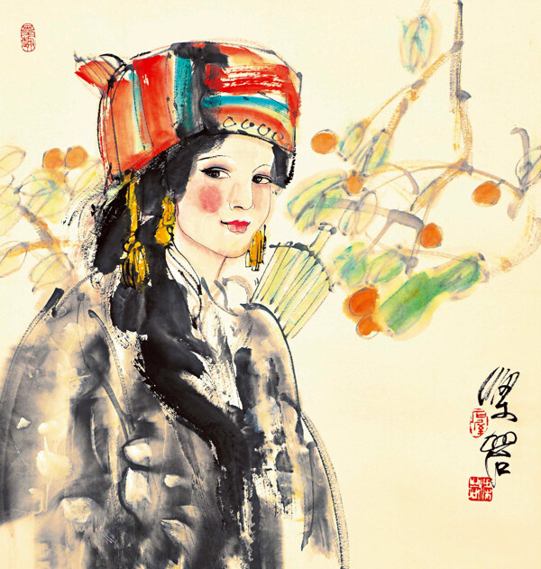 梁巖少數(shù)民族像
