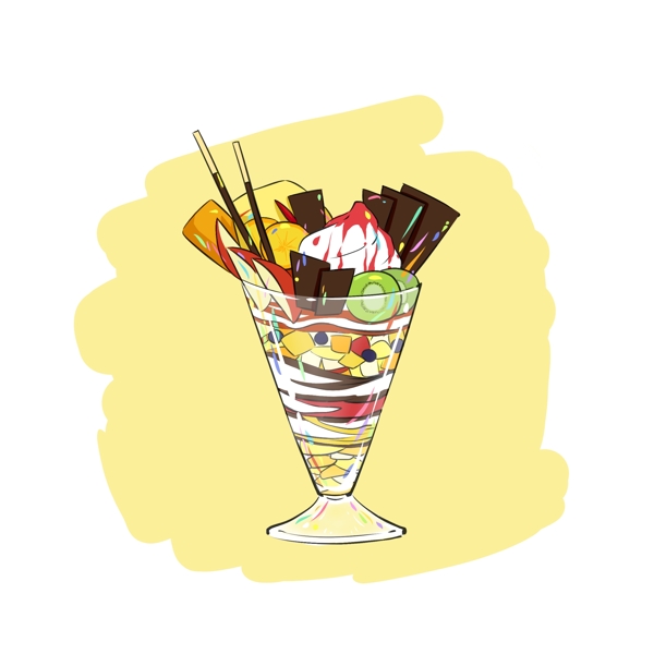 手绘原创动漫食品食物素材甜点芭菲冰淇凌