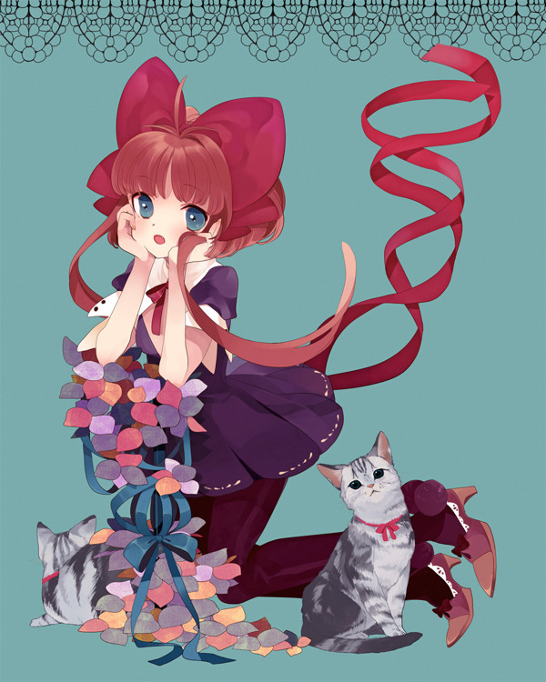 少女與貓圖片