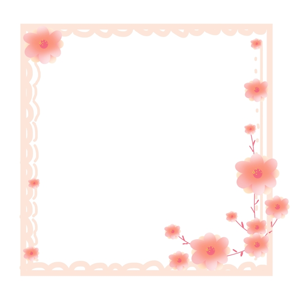 温柔小花粉色边框