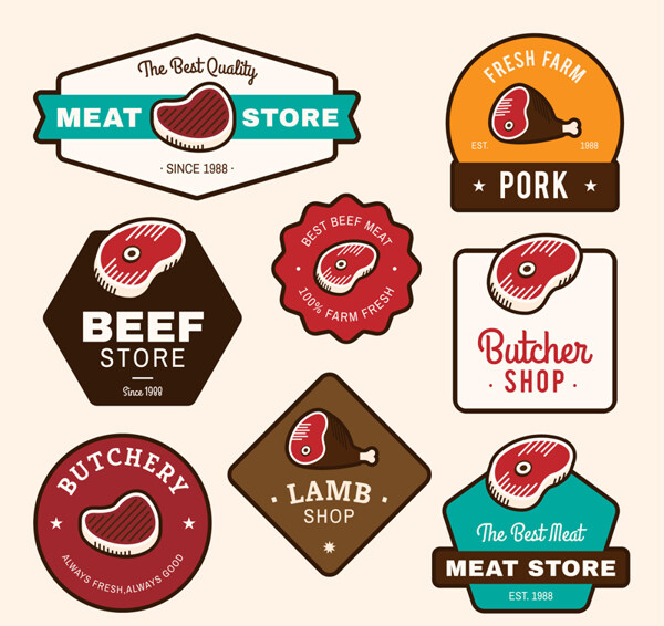 牛肉猪肉羔羊肉肉铺标签肉制品火腿牛排