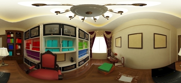 室内欧式书房360全景图