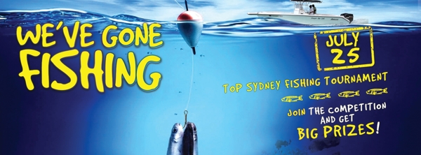 蓝色梦幻海洋垂钓俱乐部钓鱼比赛创意海报
