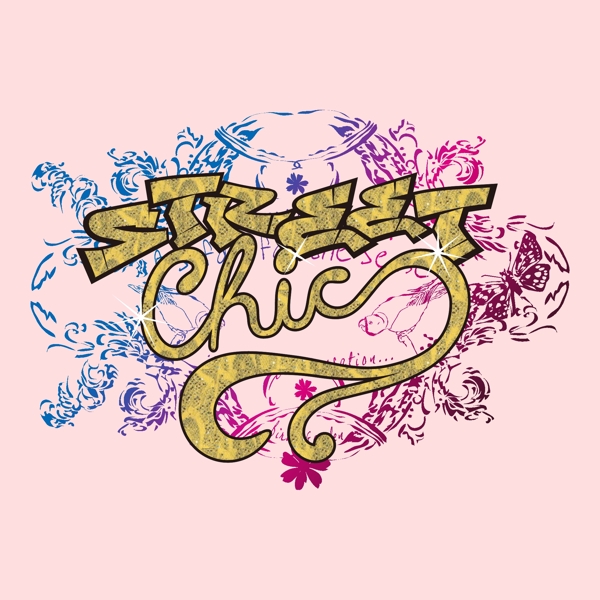 印花矢量圖圖文結(jié)合文字英文花紋免費素材