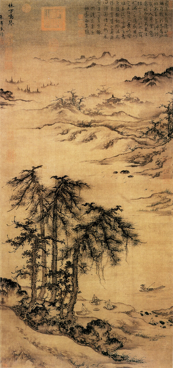林下鳴琴圖山水畫(huà)中國(guó)古畫(huà)0269
