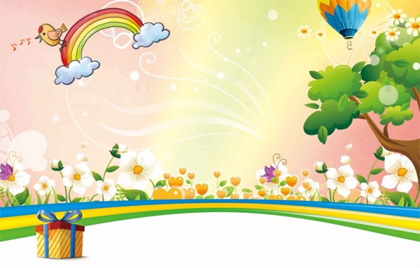 卡通插画花朵顺眼彩虹氢气球多元素素材
