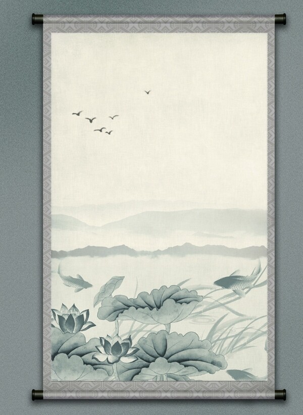 中国风绘画卷轴背景图