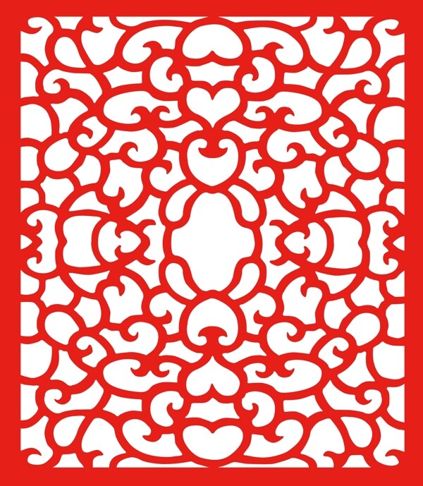 红色中国风复古花纹边框设计素材
