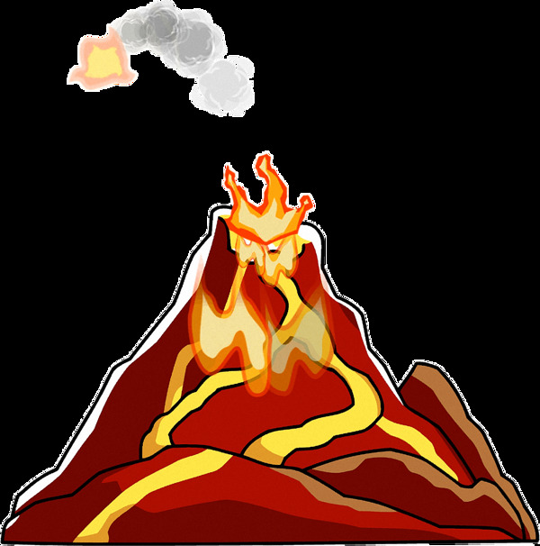 红色手绘火山免抠png透明图层素材