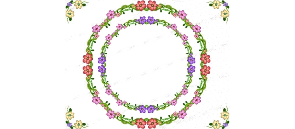彩色圆形花卉边框免抠psd透明素材