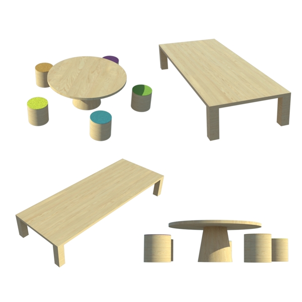 北欧清新浅色木质桌椅木头家具方桌圆桌圆凳